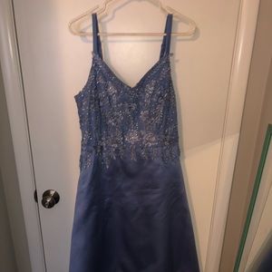 Light blue high - low formal dress